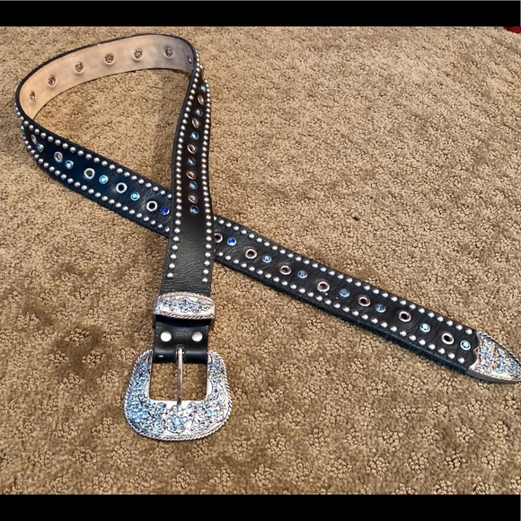 Swarovski Blue Crystal Embellished Leather Belt ✨ main image 4